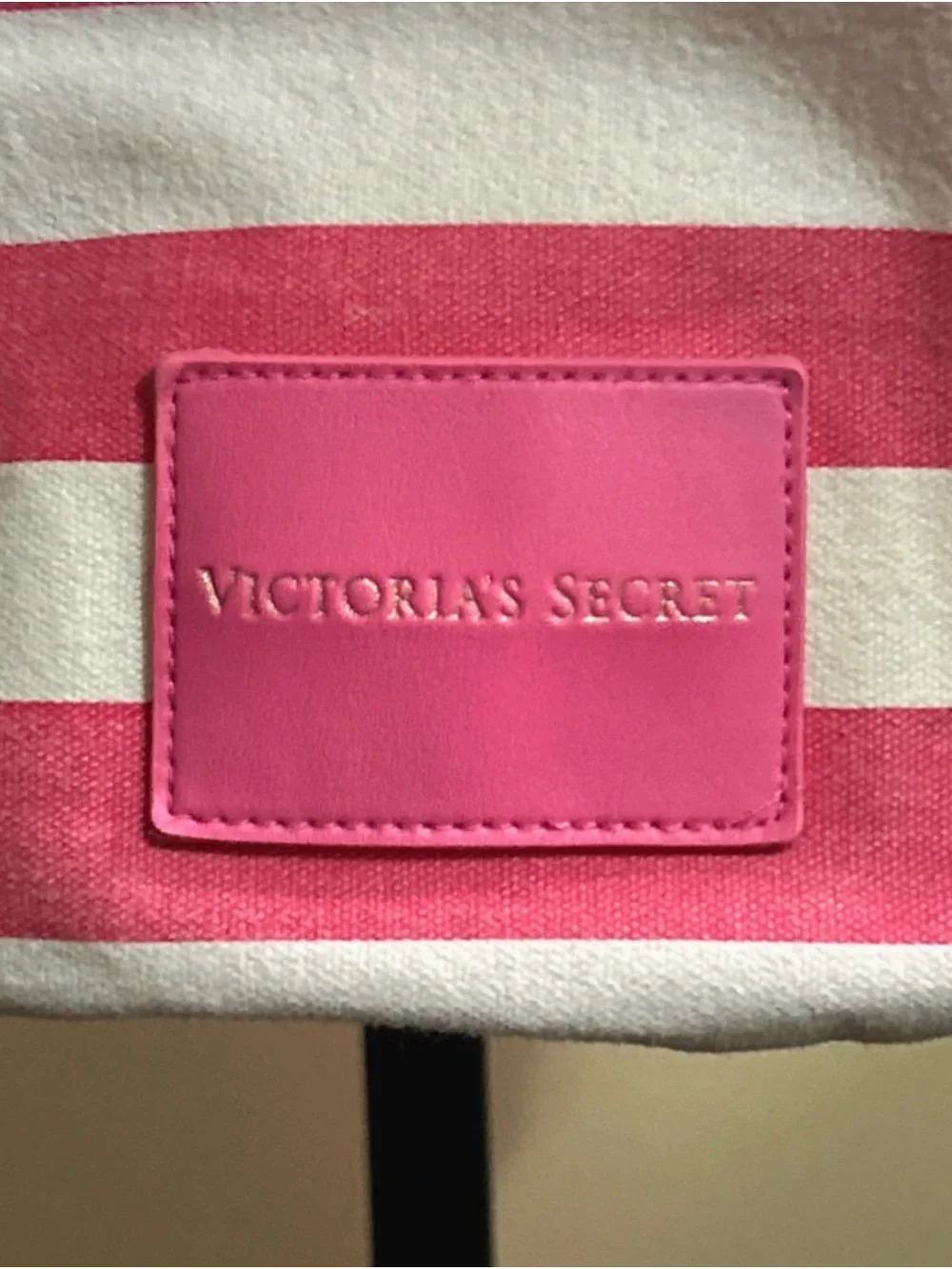 Victoria's Secret Pink & White Striped Canvas Beach Backpack